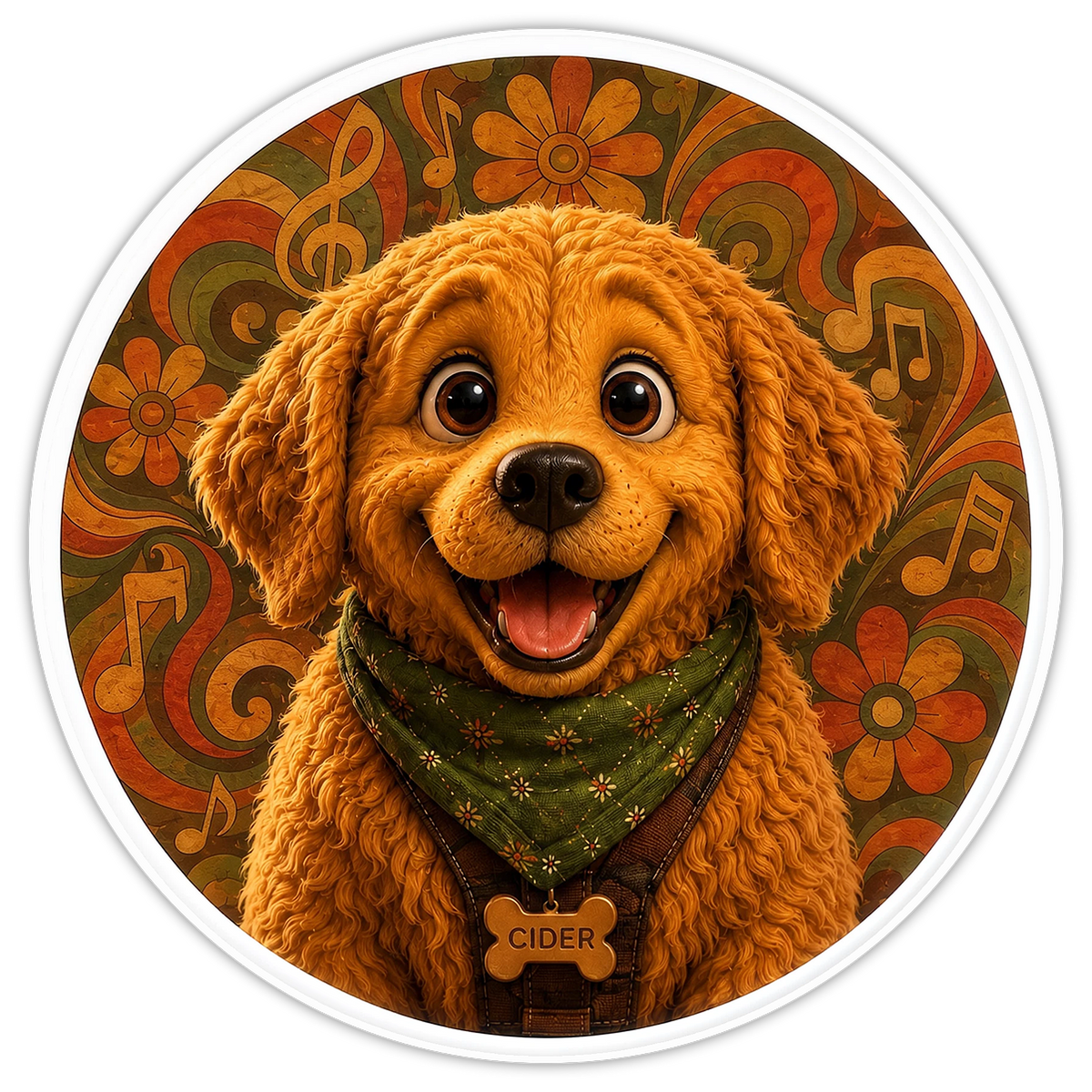Groovy Dog Fabric Sticker