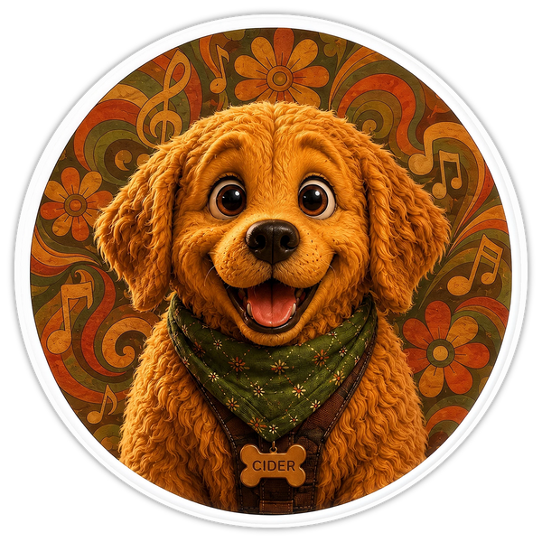 Groovy Dog Fabric Sticker