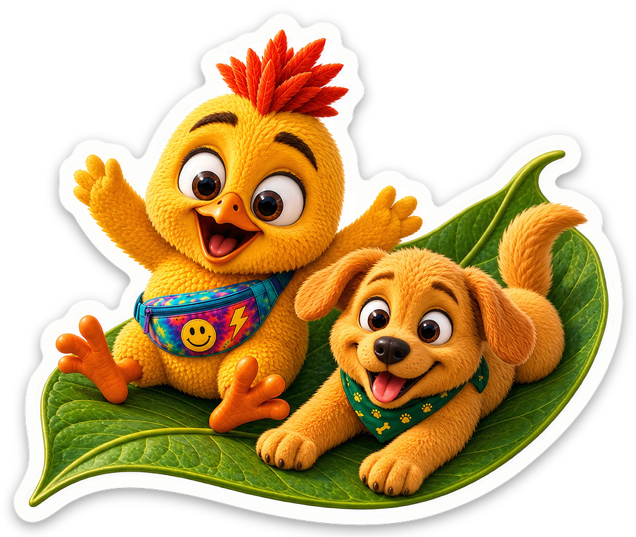 Leaf Riding Doodle Doo Sticker