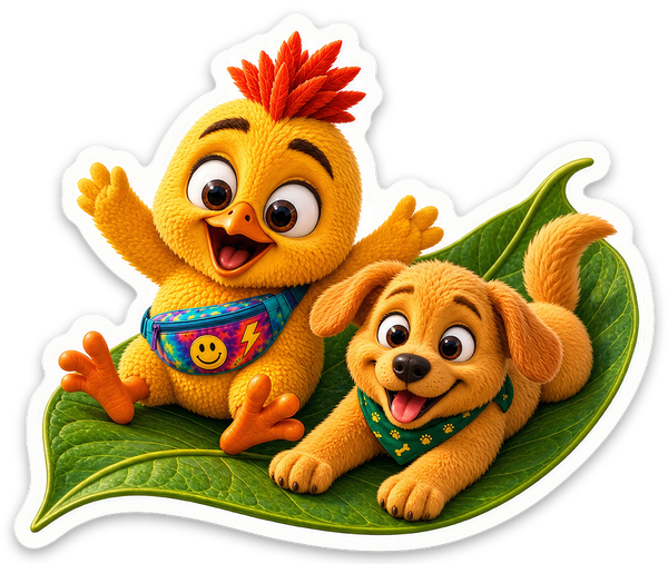 Leaf Riding Doodle Doo Sticker
